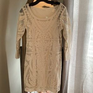 Express cream lace mini dress.